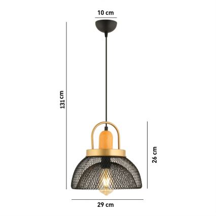 Lustră pe cablu MONZA 1xE27/40W/230V Ø 29 cm negru/auriu