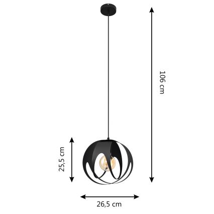 Lustră pe cablu MOONLIGHT 1xE27/15W/230V neagră