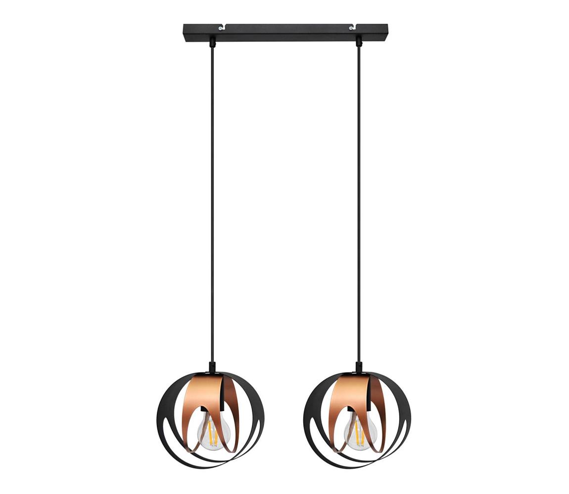 Lustră pe cablu MOONLIGHT 2xE27/60W/230V neagră/cupru