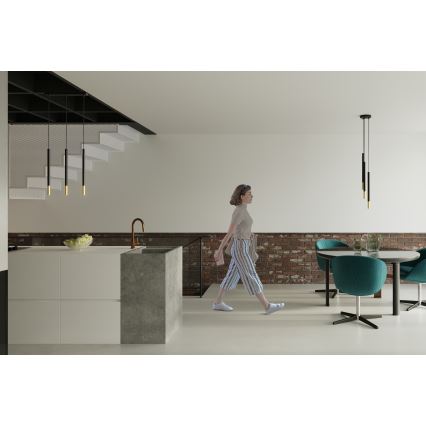 Lustră pe cablu MOSAIC 3xG9/12W/230V neagră/aurie