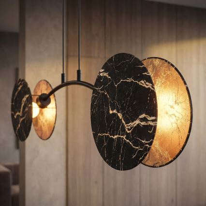 Lustră pe cablu MOTIF 2xE27/15W/230V negru/auriu