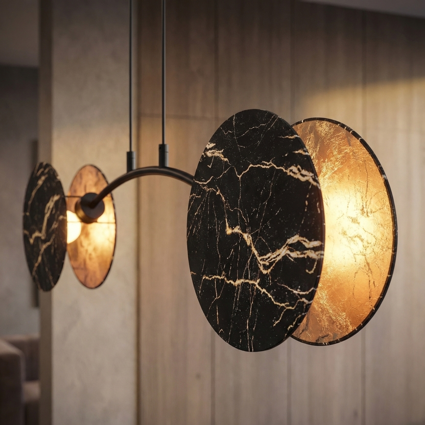 Lustră pe cablu MOTIF 2xE27/15W/230V negru/auriu