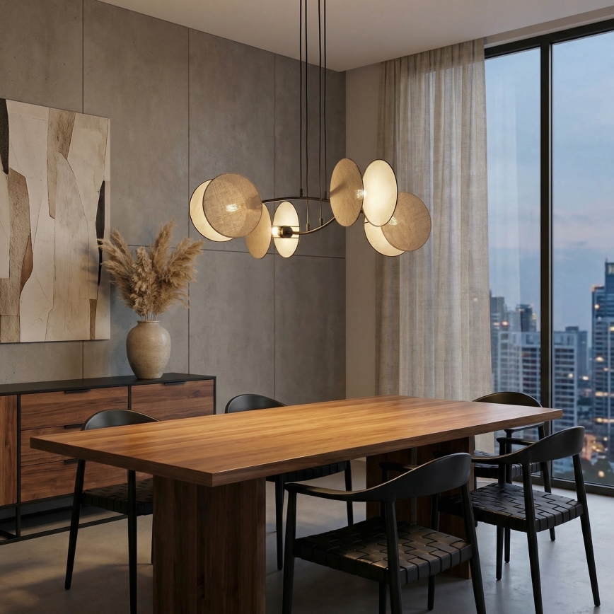 Lustră pe cablu MOTIF 4xE14/10W/230V bej