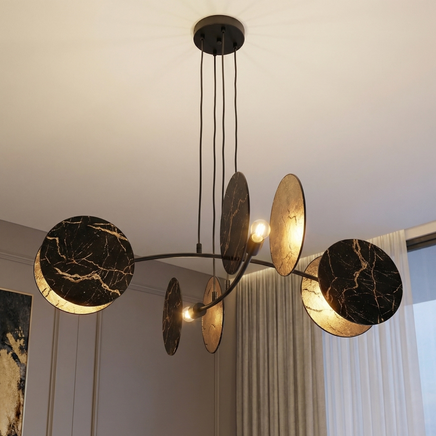 Lustră pe cablu MOTIF 4xE27/15W/230V negru/auriu