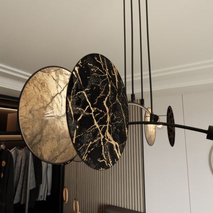 Lustră pe cablu MOTIF 4xE27/15W/230V negru/auriu