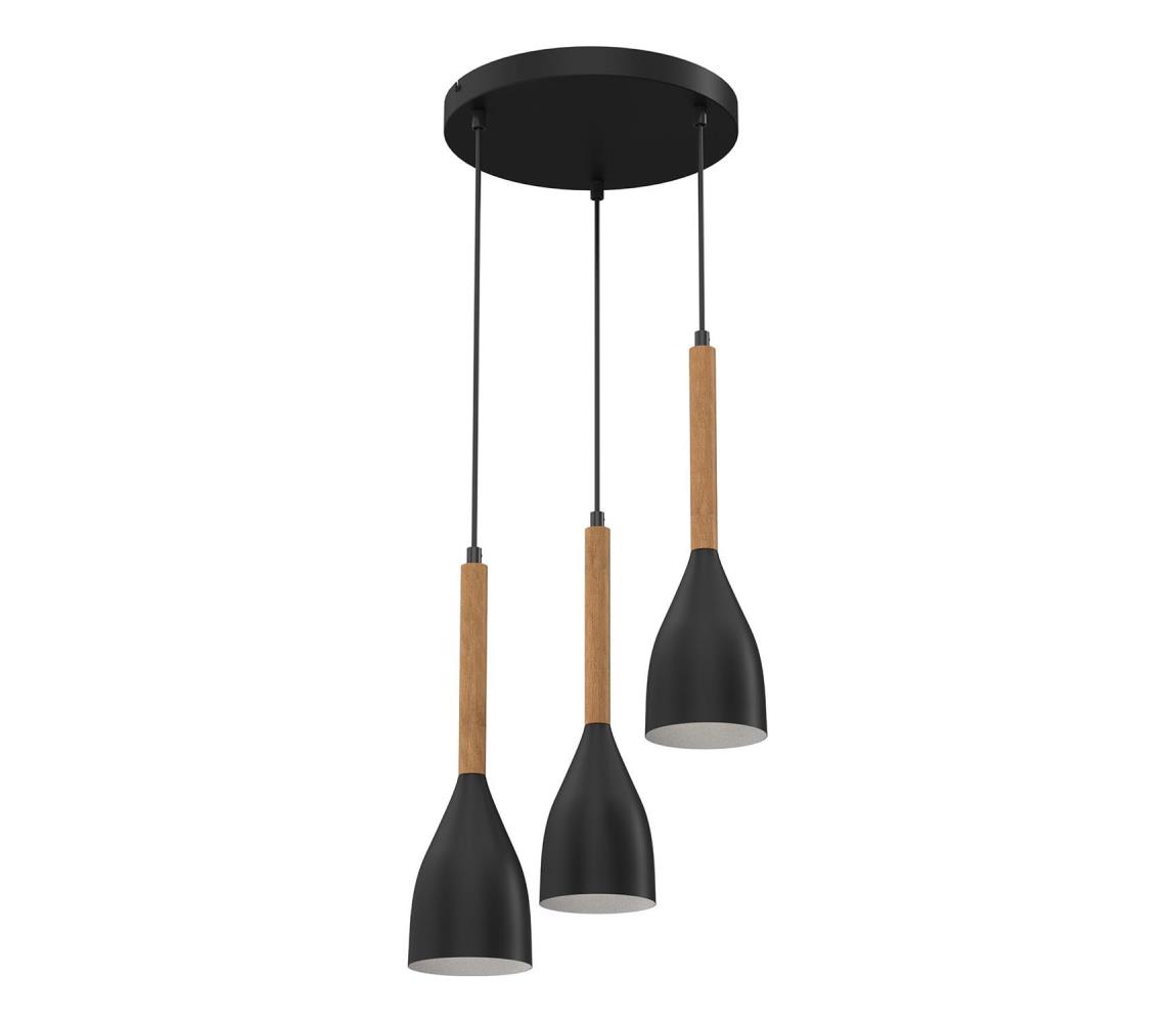 Lustră pe cablu MUZA NEW 3xE27/60W/230V neagră rotundă