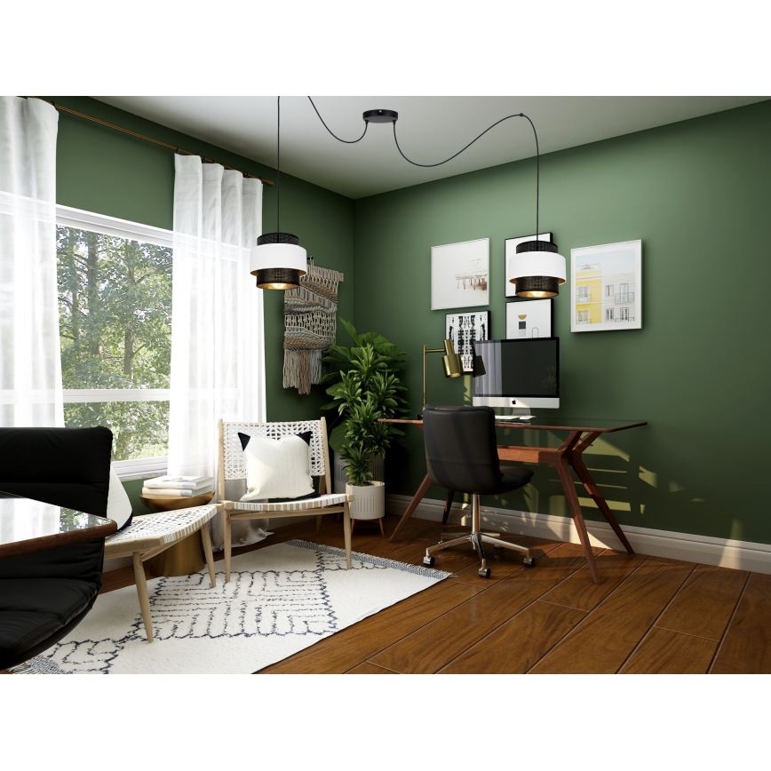 Lustră pe cablu NESS 2xE27/60W/230V neagră/albă