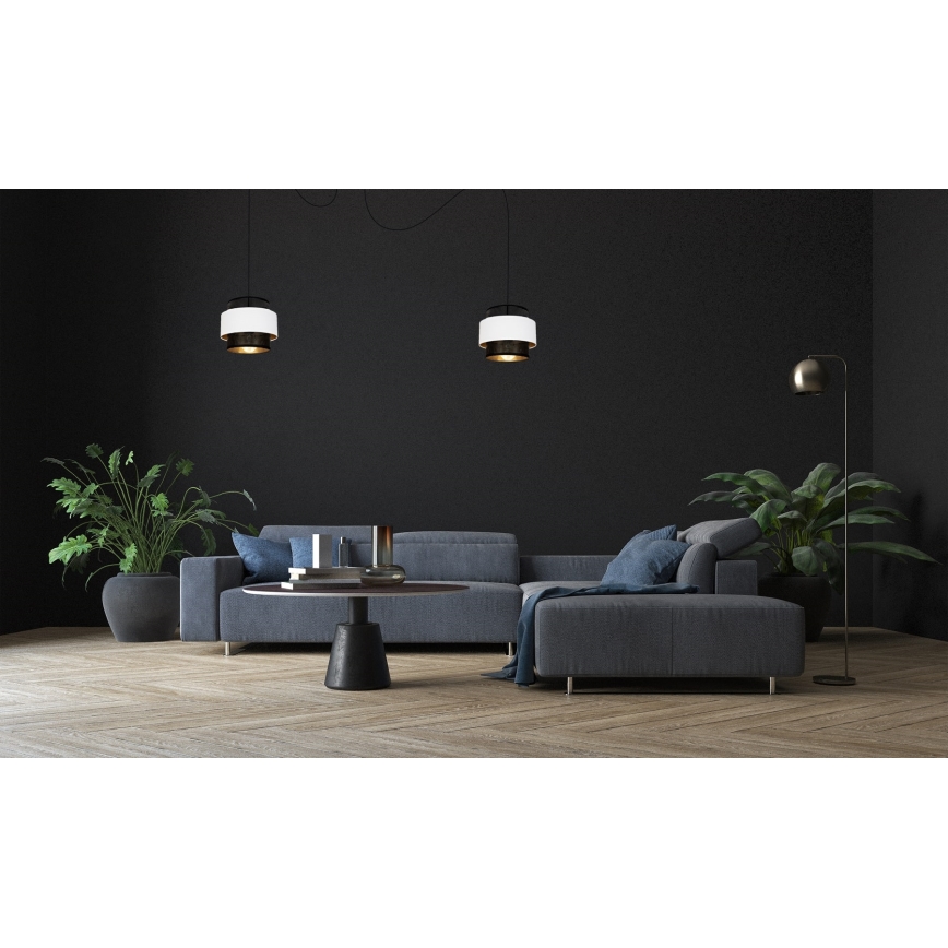 Lustră pe cablu NESS 2xE27/60W/230V neagră/albă