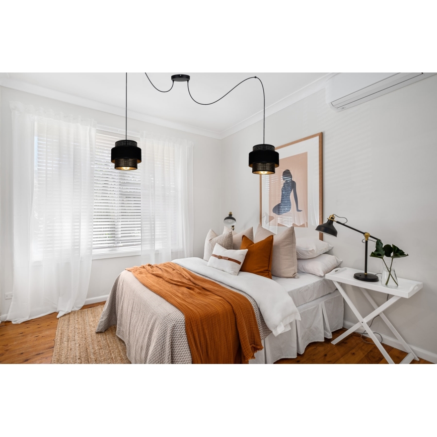 Lustră pe cablu NESS 2xE27/60W/230V neagră