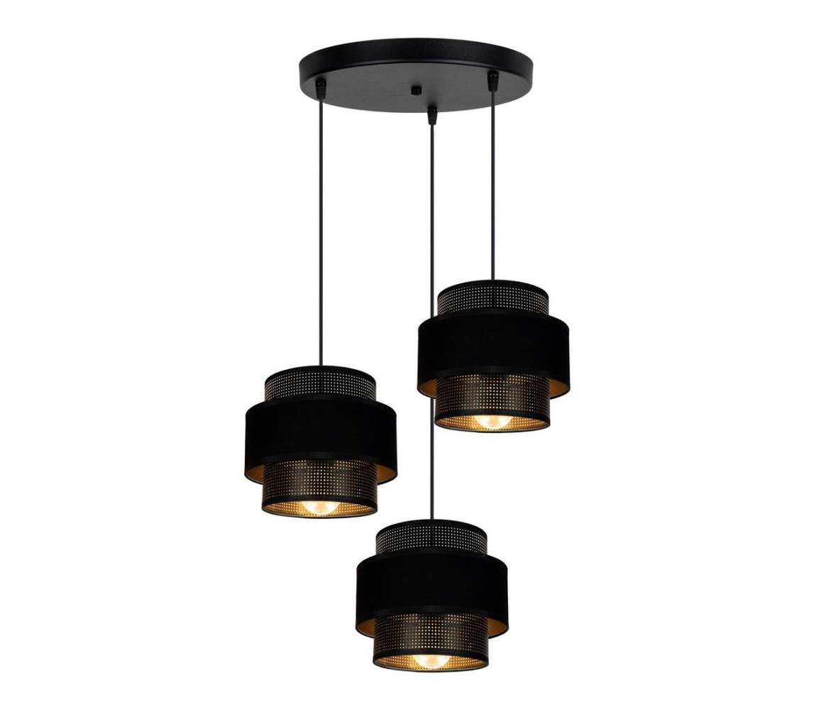 Lustră pe cablu NESS 3xE27/60W/230V d. 45 cm neagră
