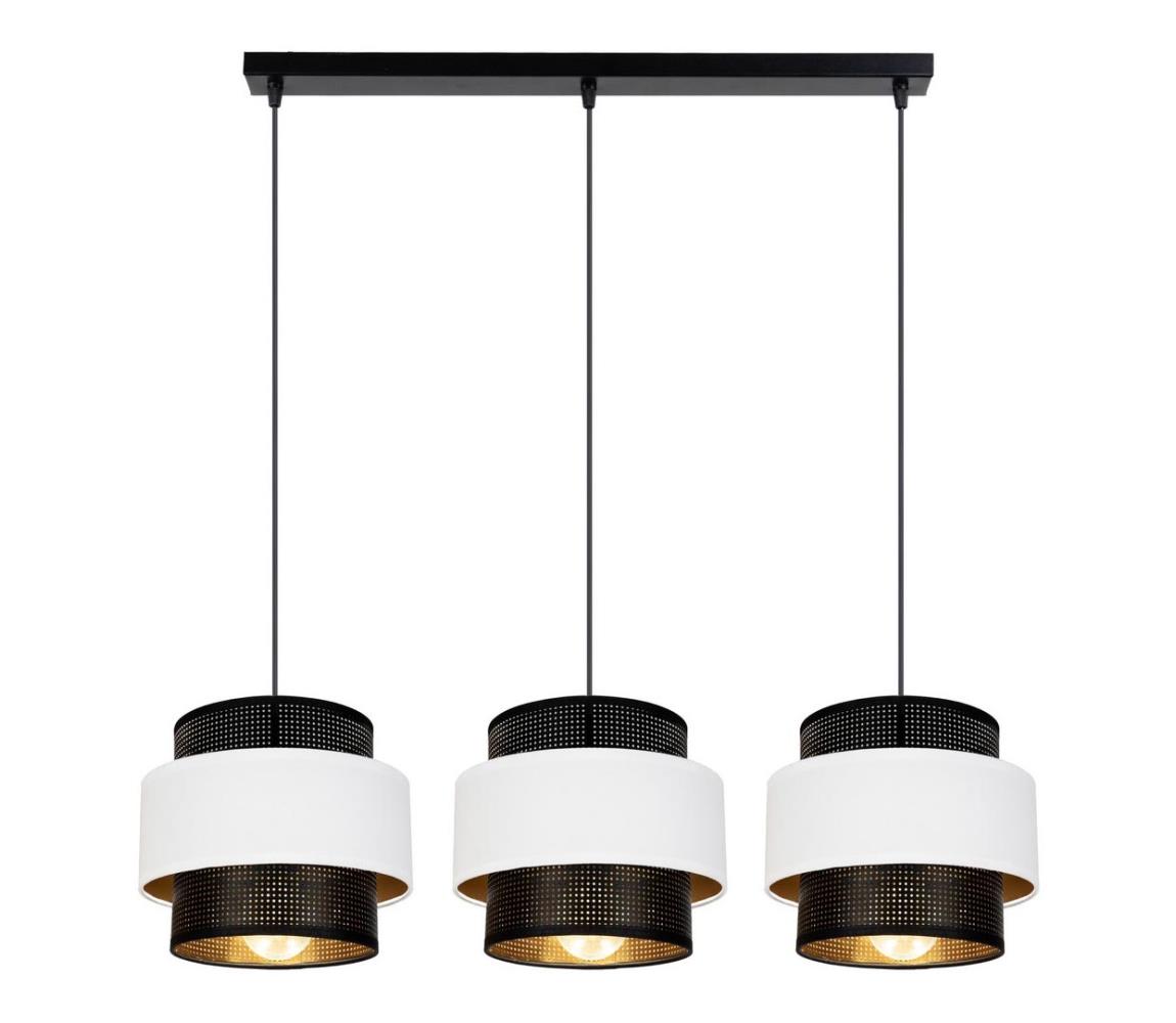 Lustră pe cablu NESS 3xE27/60W/230V neagră/albă