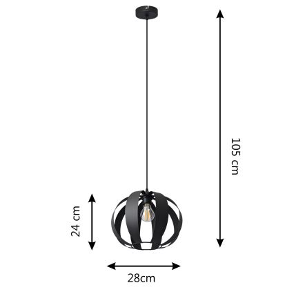 Lustră pe cablu NEWTON 1xE27/15W/230V neagră