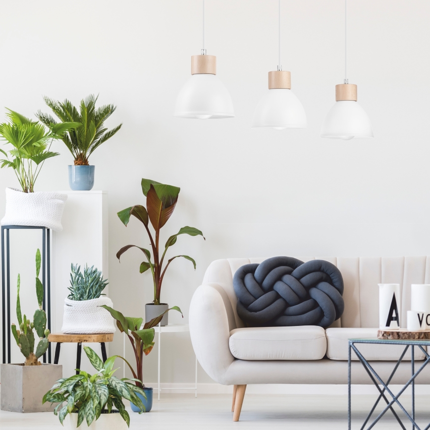 Lustră pe cablu NICO 3xE27/60W/230V albă