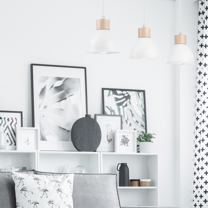 Lustră pe cablu NICO 3xE27/60W/230V albă