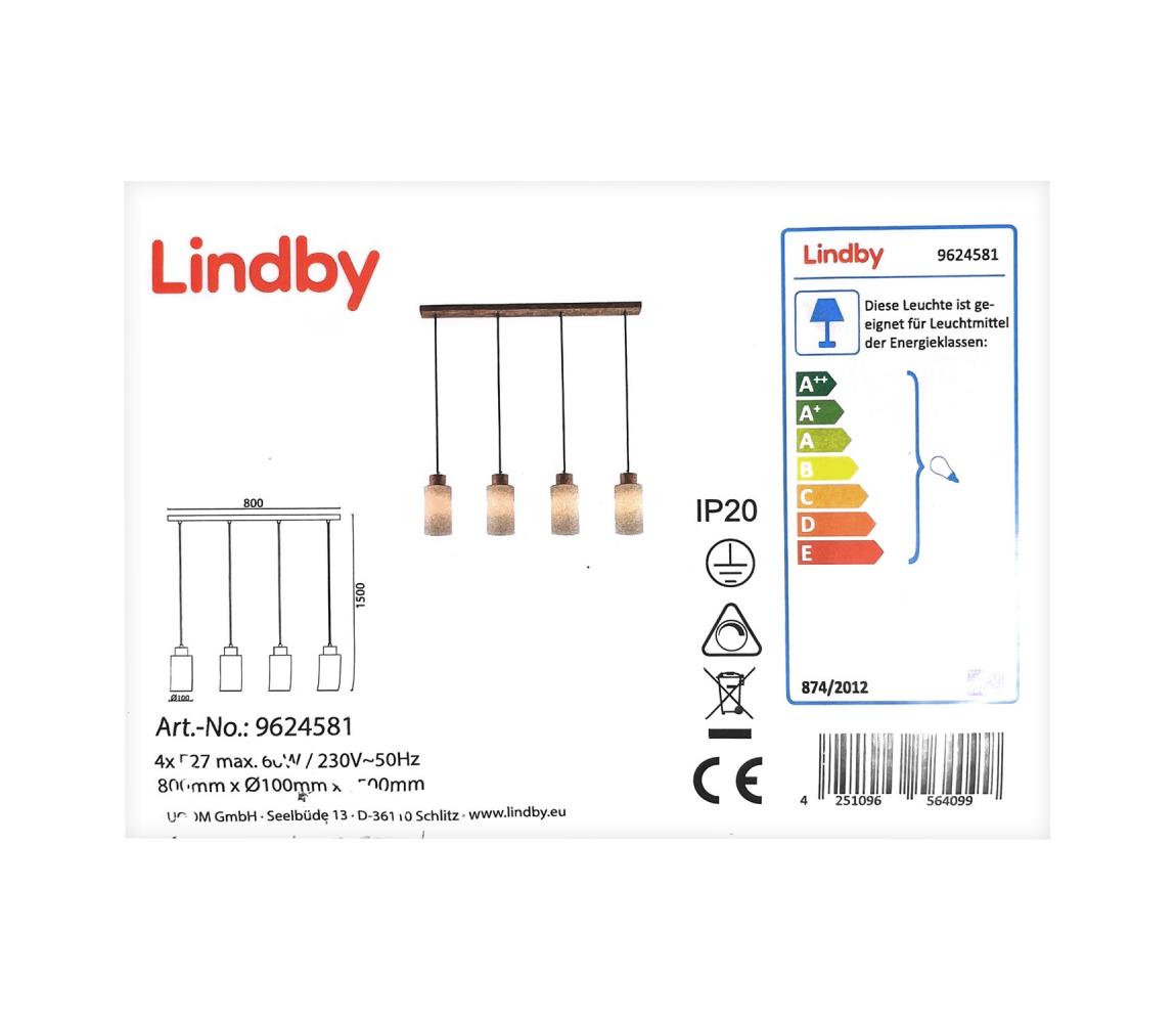Lustră pe cablu NICUS 4xE27/60W/230V Lindby