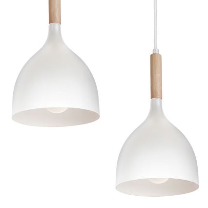 Lustră pe cablu NOAK 5xE27/60W/230V albă/lemn