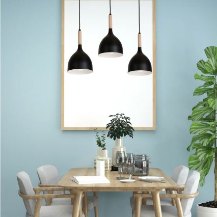 Lustră pe cablu NOAK WOOD 3xE27/60W/230V
