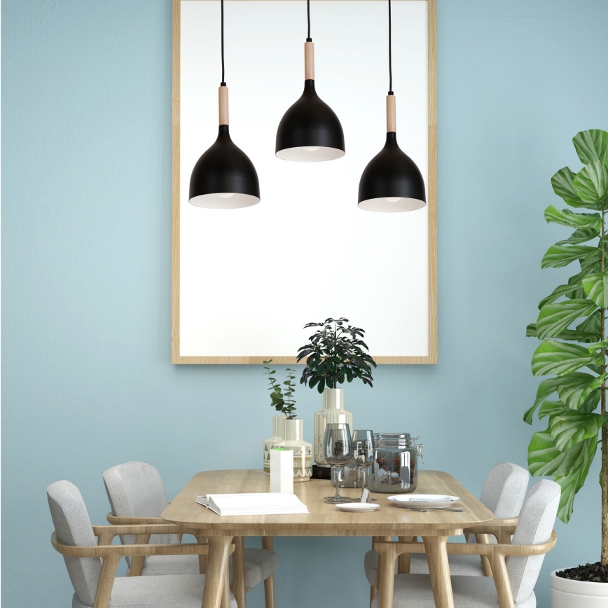 Lustră pe cablu NOAK WOOD 3xE27/60W/230V