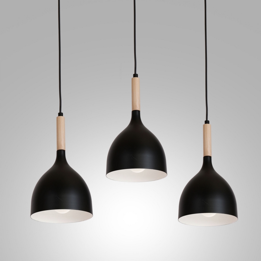 Lustră pe cablu NOAK WOOD 3xE27/60W/230V