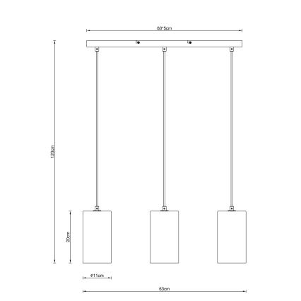 Lustră pe cablu 3xE14/25W/230V Globo