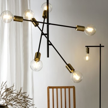 Lustră pe cablu ONLI CROSS 6xE27/22W/230V negru/alamă