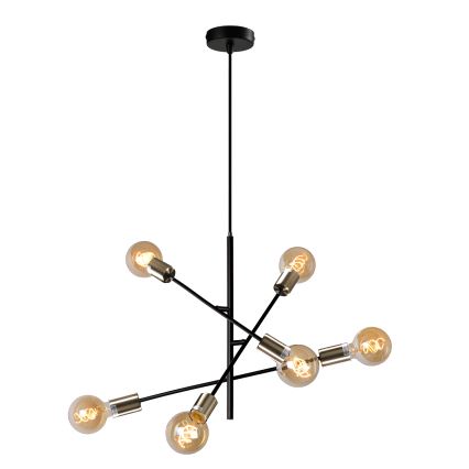 Lustră pe cablu ONLI CROSS 6xE27/22W/230V negru/alamă