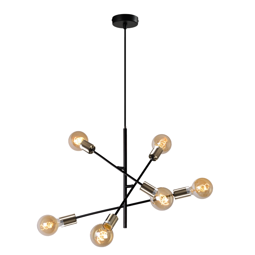 Lustră pe cablu ONLI CROSS 6xE27/22W/230V negru/alamă