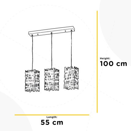 Lustră pe cablu ONLI FORESTA 3xE27/15W/230V negru