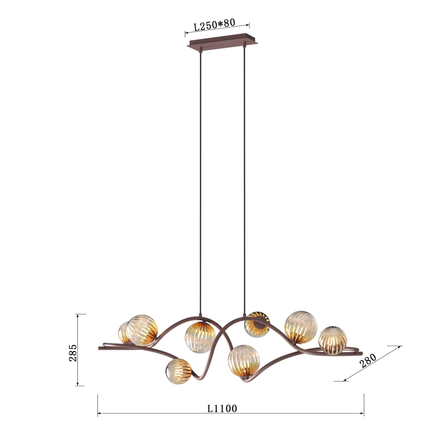Lustră pe cablu ONLI FRIDA 8xG9/10W/230V cupru