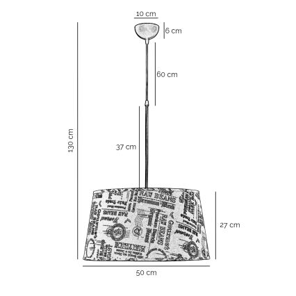 Lustră pe cablu ONLI MAIDA 1xE27/15W/230V d. 50 cm maro