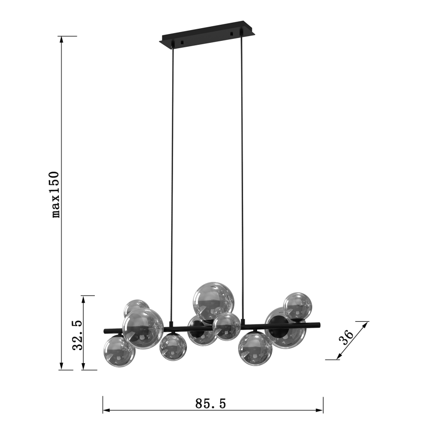 Lustră pe cablu ONLI PALOMA 10xG9/10W/230V negru/fumuriu