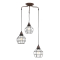 Lustră pe cablu ONLI SPIDER 3xE27/15W/230V negru/maro