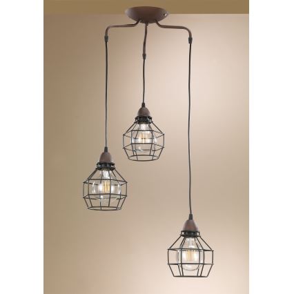 Lustră pe cablu ONLI SPIDER 3xE27/15W/230V negru/maro