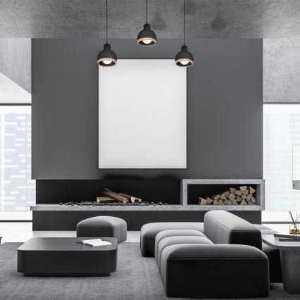 Lustră pe cablu OVAL 3xE27/60W/230V neagră