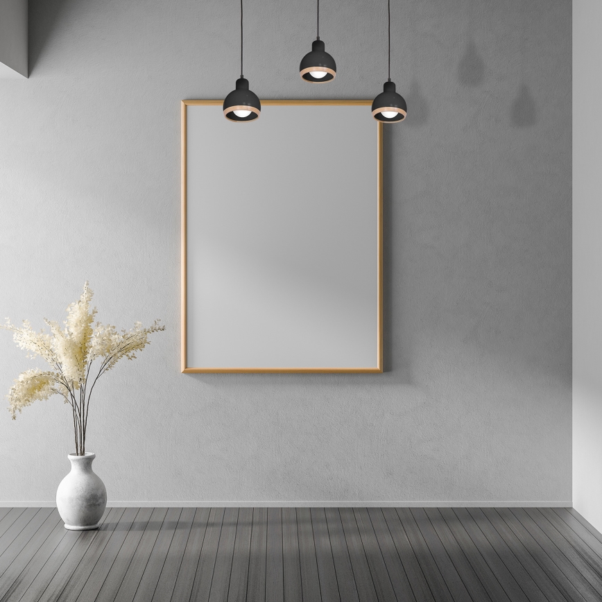 Lustră pe cablu OVAL 3xE27/60W/230V neagră