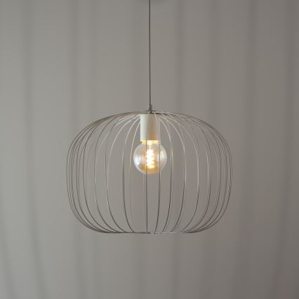 Lustră pe cablu OVELLA 1xE27/15W/230V Ø 46 cm crem