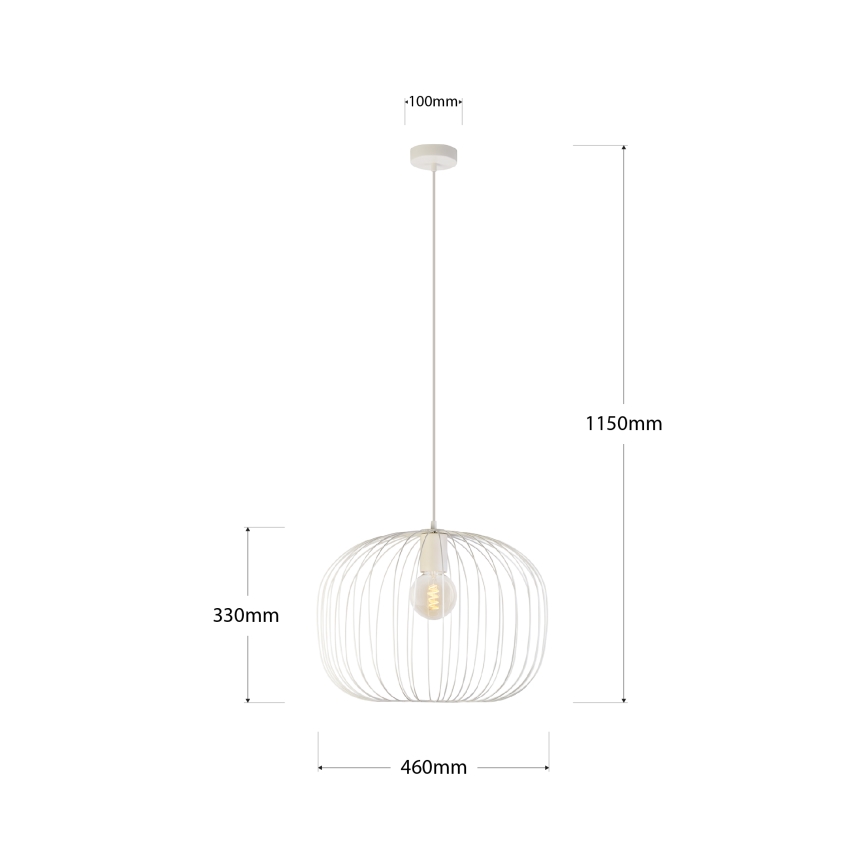 Lustră pe cablu OVELLA 1xE27/15W/230V Ø 46 cm crem