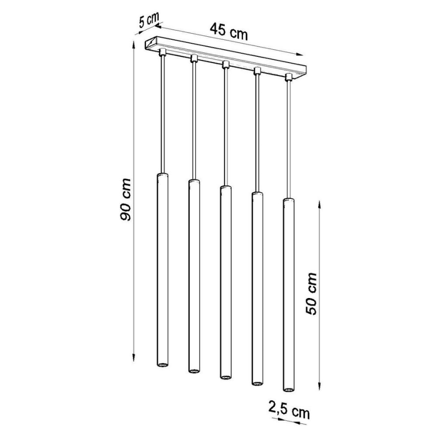 Lustră pe cablu PASTELO 5 5xG9/12W/230V negru
