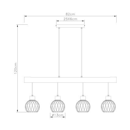 Lustră pe cablu 4xE27/15W/230V Globo