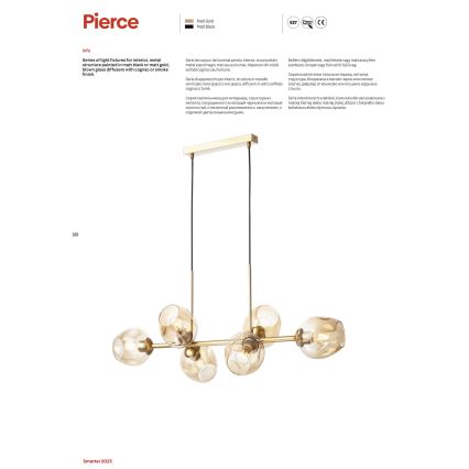 Lustră pe cablu PIERCE 8xE27/42W/230V negru Redo 01-2622