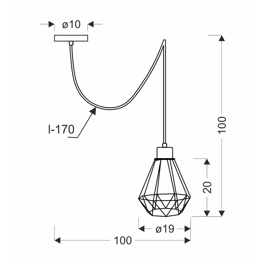 Lustră pe cablu PRIMO 1xE27/60W/230V