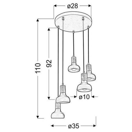Lustră pe cablu PUERTO 5xE14/40W/230V