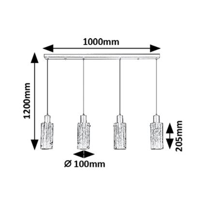 Lustră pe cablu Rabalux 4xE27/60W/230V