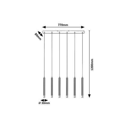 Lustră pe cablu Rabalux 6xG9/5W/230V negru