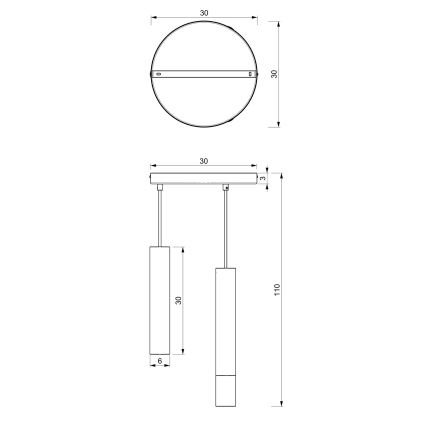 Lustră pe cablu RAITO 3xGU10/8W/230V alamă