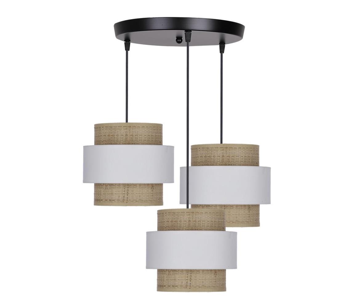 Lustră pe cablu RATTAN 3xE27/40W/230V alb/maro