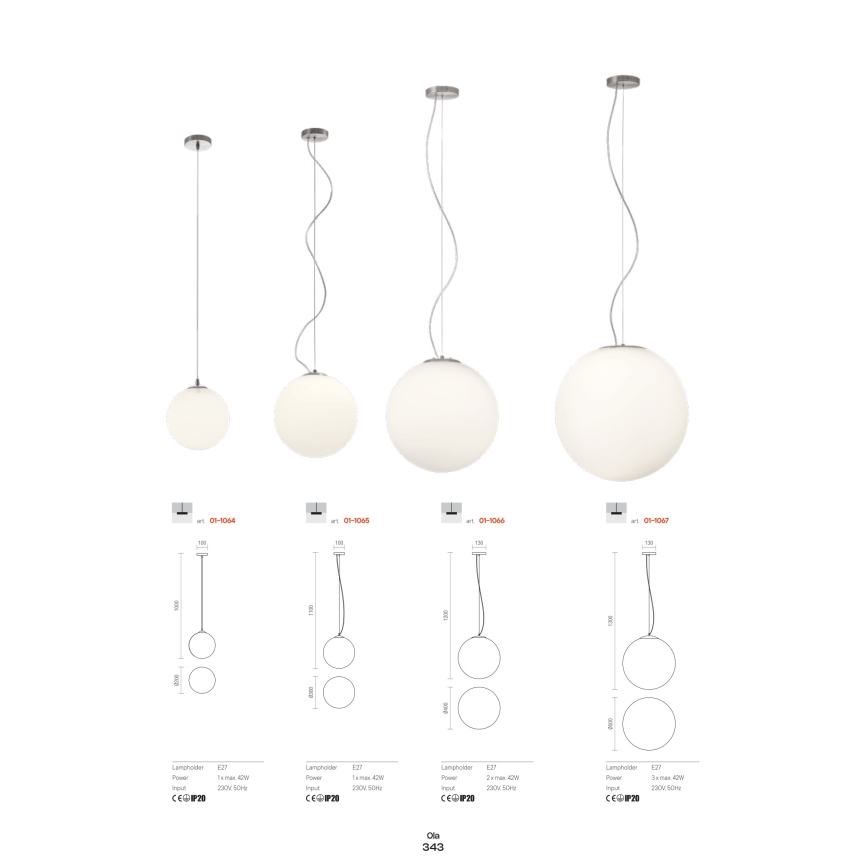 Lustră pe cablu Redo 01-1066 OLA 2xE27/42W/230V