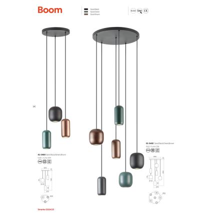 Lustră pe cablu Redo 01-3481 BOOM 5xGU10/10W/230V negru/verde/maro