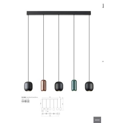 Lustră pe cablu Redo 01-3481 BOOM 5xGU10/10W/230V negru/verde/maro