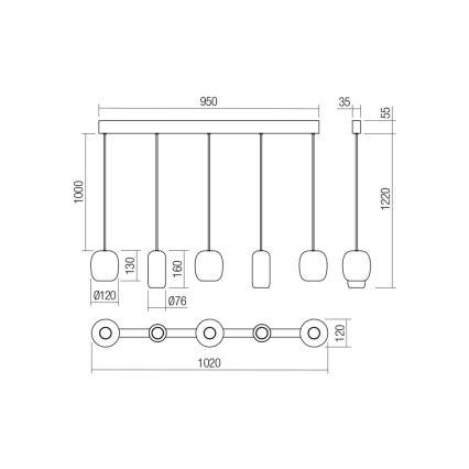 Lustră pe cablu Redo 01-3481 BOOM 5xGU10/10W/230V negru/verde/maro